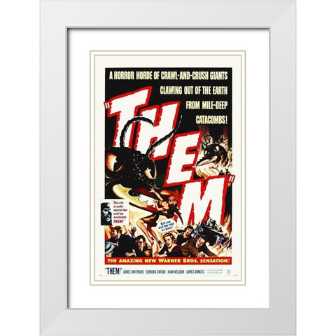 THEM - A Horror Horde... White Modern Wood Framed Art Print with Double Matting by Hollywood Photo Archive