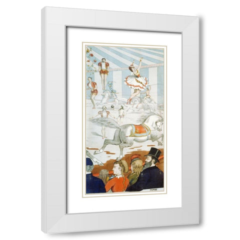 Acrobats On Horseback - 1870 White Modern Wood Framed Art Print with Double Matting by Hollywood Photo Archive