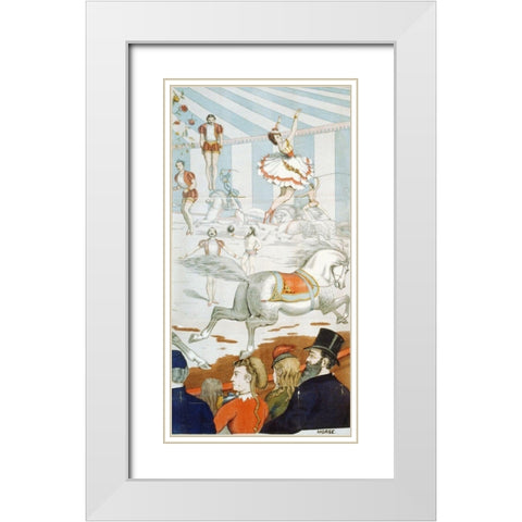 Acrobats On Horseback - 1870 White Modern Wood Framed Art Print with Double Matting by Hollywood Photo Archive