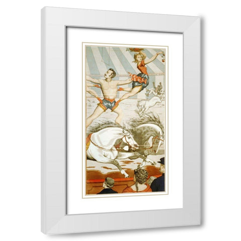 Acrobats On Horseback 2 - 1870 White Modern Wood Framed Art Print with Double Matting by Hollywood Photo Archive