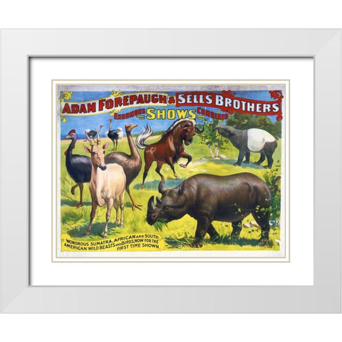Adam Forepaugh and Sells Brothers Enormous Shows Combined - Wondrous Sumatra, African And South-Amer White Modern Wood Framed Art Print with Double Matting by Hollywood Photo Archive