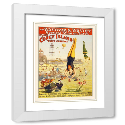 Barnum and Bailey Coney Island Water Carnival 3g10497u White Modern Wood Framed Art Print with Double Matting by Hollywood Photo Archive