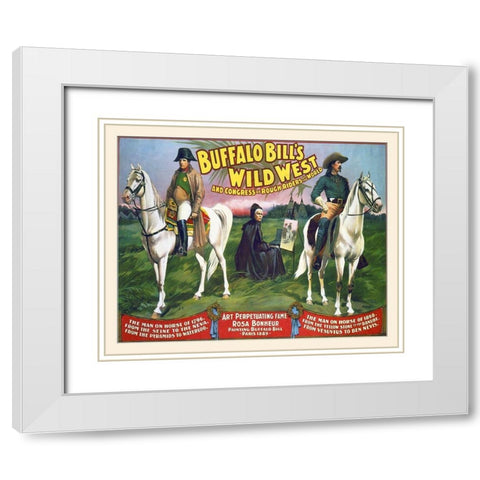 Buffalo Bills Wild West And Congress Of Rough Riders Of The World - 1896 White Modern Wood Framed Art Print with Double Matting by Hollywood Photo Archive