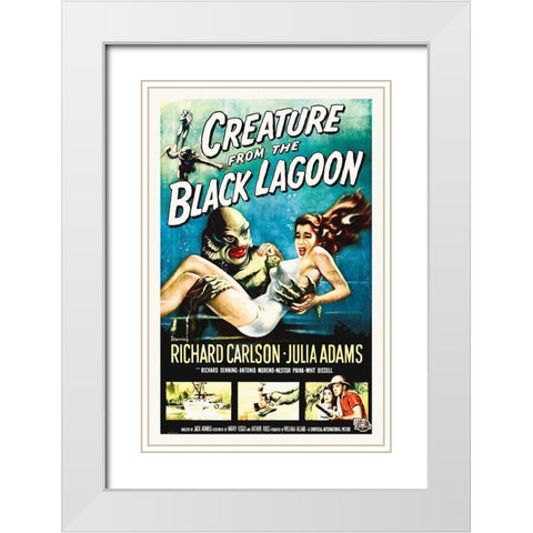 Creature From The Black Lagoon White Modern Wood Framed Art Print with Double Matting by Hollywood Photo Archive