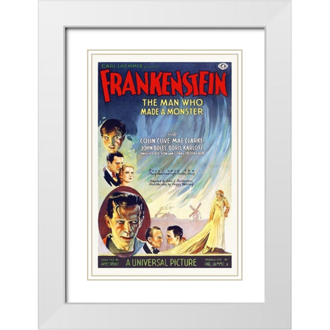 Frankenstein White Modern Wood Framed Art Print with Double Matting by Hollywood Photo Archive
