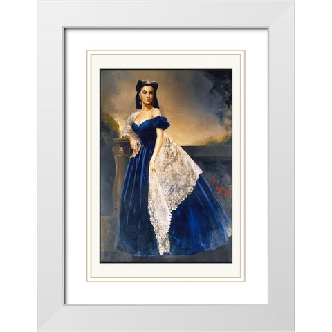 Gone With the Wind Principle Cast Portrait Scarlett O Hara White Modern Wood Framed Art Print with Double Matting by Hollywood Photo Archive