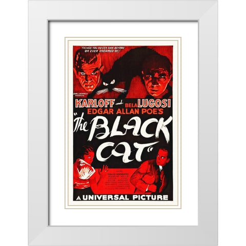 The Black Cat, 1934 White Modern Wood Framed Art Print with Double Matting by Hollywood Photo Archive