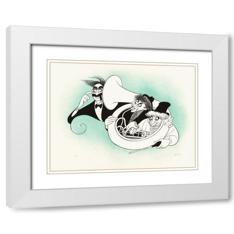 Marx Brothers - Cartoon - Tuba White Modern Wood Framed Art Print with Double Matting by Hollywood Photo Archive