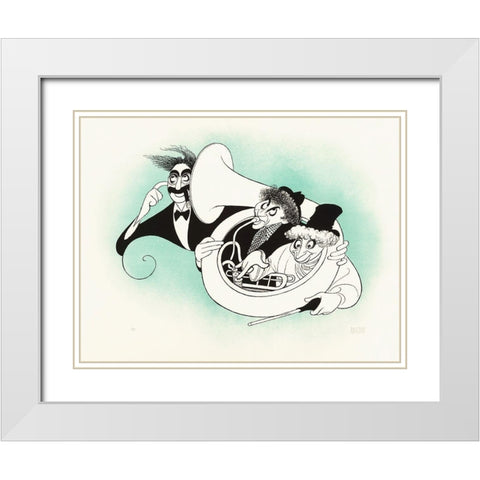 Marx Brothers - Cartoon - Tuba White Modern Wood Framed Art Print with Double Matting by Hollywood Photo Archive