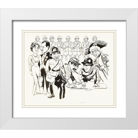 Marx Brothers - Duck Soup - Drawings 02 White Modern Wood Framed Art Print with Double Matting by Hollywood Photo Archive