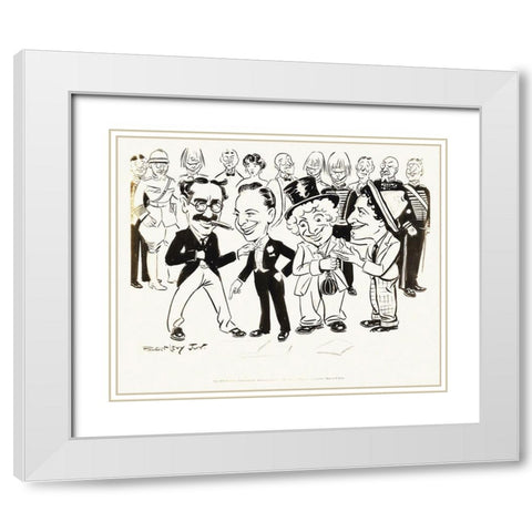 Marx Brothers - Duck Soup - Drawings 03 White Modern Wood Framed Art Print with Double Matting by Hollywood Photo Archive