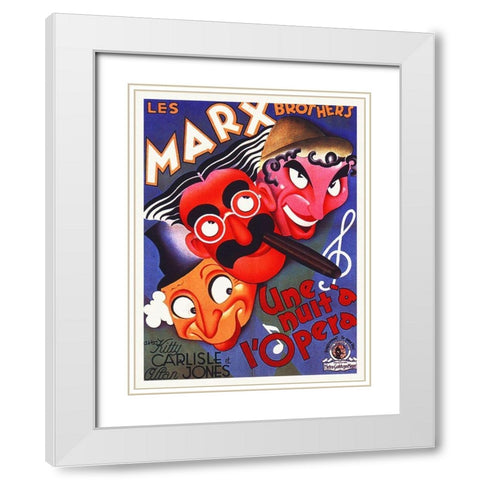 Marx Brothers - French - A Night at the Opera 01 White Modern Wood Framed Art Print with Double Matting by Hollywood Photo Archive