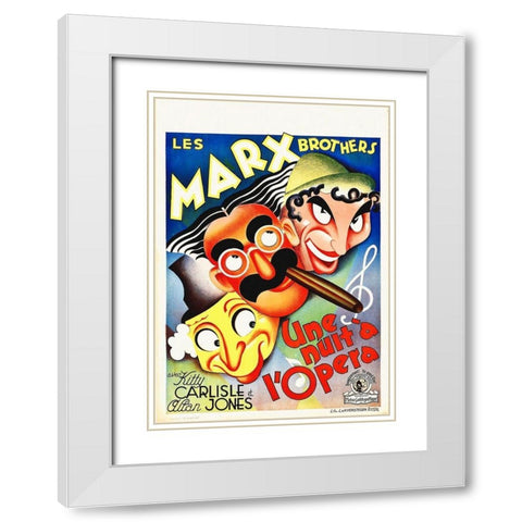 Marx Brothers - French - A Night at the Opera 03 White Modern Wood Framed Art Print with Double Matting by Hollywood Photo Archive