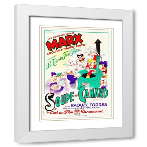 Marx Brothers - French - Duck Soup 01 White Modern Wood Framed Art Print with Double Matting by Hollywood Photo Archive