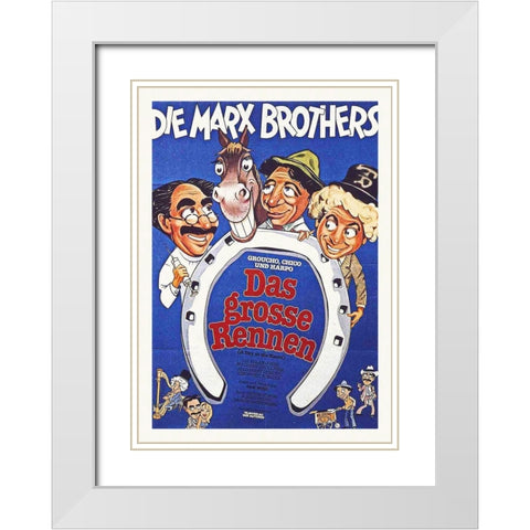 Marx Brothers - German - A Day at the Races 01 White Modern Wood Framed Art Print with Double Matting by Hollywood Photo Archive