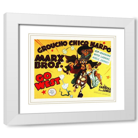 Marx Brothers - Go West 02 White Modern Wood Framed Art Print with Double Matting by Hollywood Photo Archive