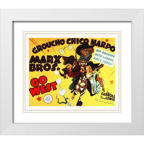 Marx Brothers - Go West 02 White Modern Wood Framed Art Print with Double Matting by Hollywood Photo Archive