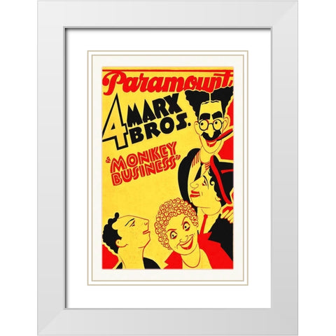 Marx Brothers - Monkey Business 01 White Modern Wood Framed Art Print with Double Matting by Hollywood Photo Archive