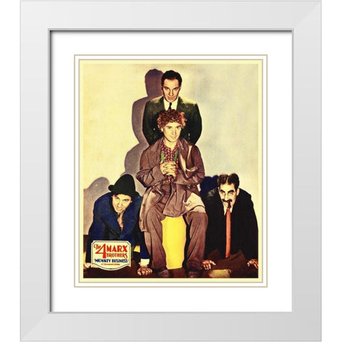 Marx Brothers - Monkey Business 02 White Modern Wood Framed Art Print with Double Matting by Hollywood Photo Archive
