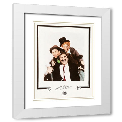 Marx Brothers - Publicity Photo - Groucho, Chico and Harpo White Modern Wood Framed Art Print with Double Matting by Hollywood Photo Archive