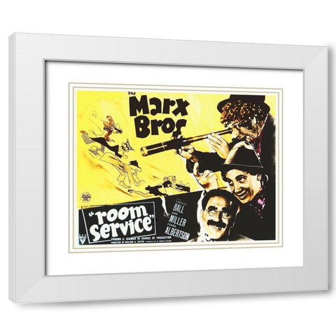Marx Brothers - Room Service 01 White Modern Wood Framed Art Print with Double Matting by Hollywood Photo Archive