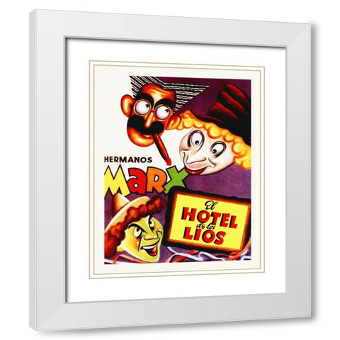Marx Brothers - Spanish - Room Service 01 White Modern Wood Framed Art Print with Double Matting by Hollywood Photo Archive