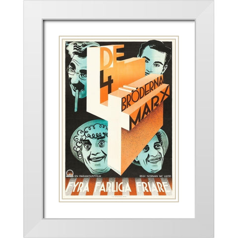 Marx Brothers - Swedish - Horse Feathers 01 White Modern Wood Framed Art Print with Double Matting by Hollywood Photo Archive