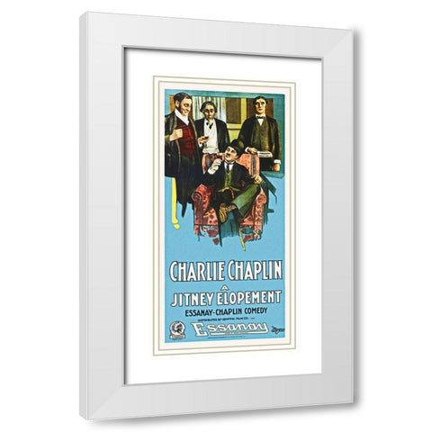 Charlie Chaplin - A Jitney Elopement, 1915 White Modern Wood Framed Art Print with Double Matting by Hollywood Photo Archive