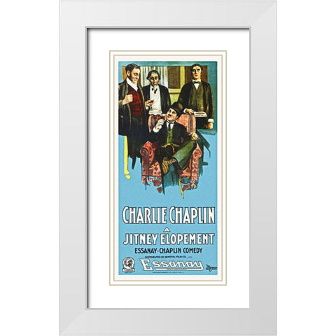 Charlie Chaplin - A Jitney Elopement, 1915 White Modern Wood Framed Art Print with Double Matting by Hollywood Photo Archive