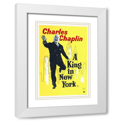 Charlie Chaplin - A King in New York, 1957 White Modern Wood Framed Art Print with Double Matting by Hollywood Photo Archive