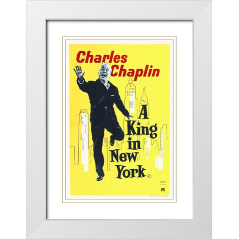 Charlie Chaplin - A King in New York, 1957 White Modern Wood Framed Art Print with Double Matting by Hollywood Photo Archive