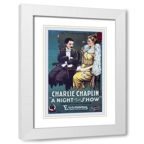 Charlie Chaplin - A Night in the Show, 1915 White Modern Wood Framed Art Print with Double Matting by Hollywood Photo Archive