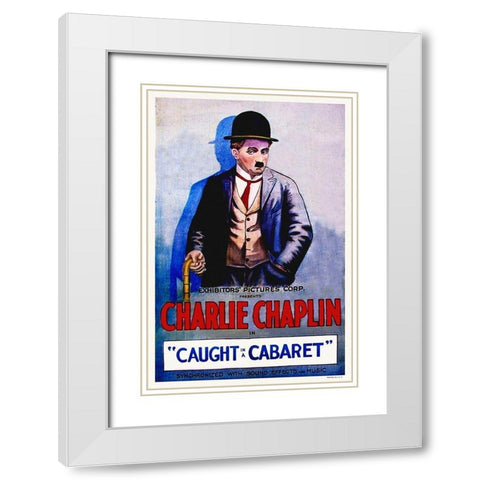 Charlie Chaplin - Caught in a Cabaret, 1914 White Modern Wood Framed Art Print with Double Matting by Hollywood Photo Archive
