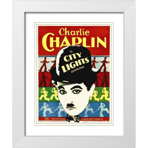 Charlie Chaplin - City Lights, 1931 White Modern Wood Framed Art Print with Double Matting by Hollywood Photo Archive