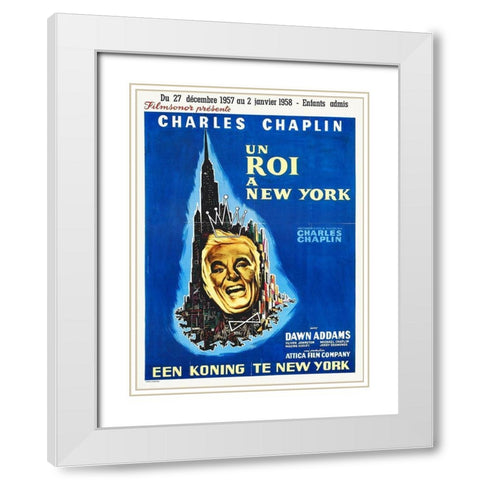 Charlie Chaplin - French - A King in New York, 1957 White Modern Wood Framed Art Print with Double Matting by Hollywood Photo Archive