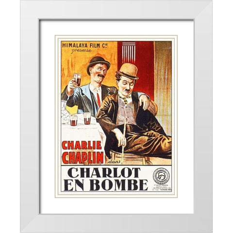 Charlie Chaplin - French - A Night Out, 1915 White Modern Wood Framed Art Print with Double Matting by Hollywood Photo Archive