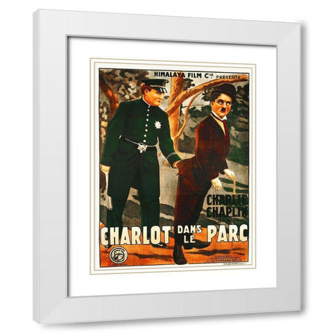 Charlie Chaplin - French - In the Park, 1916 White Modern Wood Framed Art Print with Double Matting by Hollywood Photo Archive