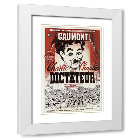 Charlie Chaplin - French - The Great Dictator, 1940 White Modern Wood Framed Art Print with Double Matting by Hollywood Photo Archive