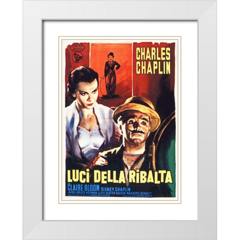 Charlie Chaplin - Italian - Limelight, 1952 White Modern Wood Framed Art Print with Double Matting by Hollywood Photo Archive