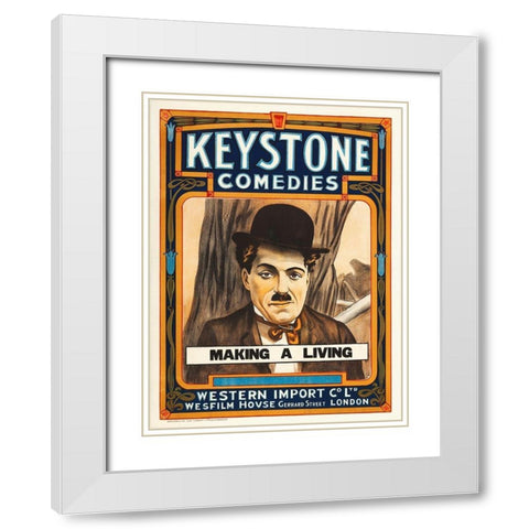 Charlie Chaplin - Making A Living, 1914 White Modern Wood Framed Art Print with Double Matting by Hollywood Photo Archive