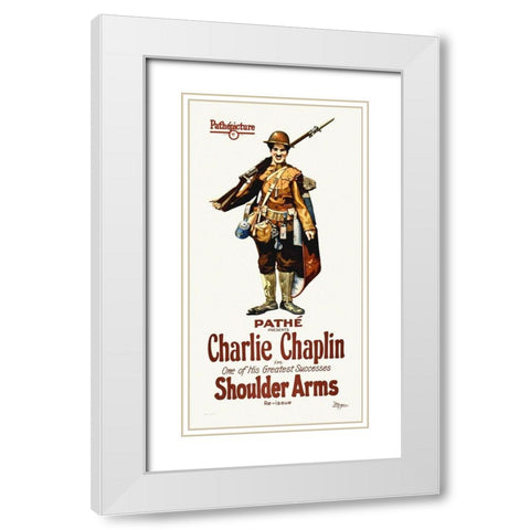 Charlie Chaplin - Shoulder Arms, 1918 White Modern Wood Framed Art Print with Double Matting by Hollywood Photo Archive