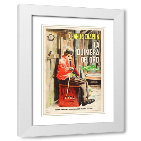 Charlie Chaplin - Spanish - The Gold Rush White Modern Wood Framed Art Print with Double Matting by Hollywood Photo Archive