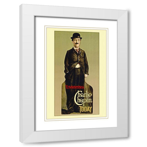 Charlie Chaplin - Stock White Modern Wood Framed Art Print with Double Matting by Hollywood Photo Archive