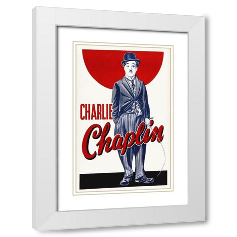 Charlie Chaplin - Stock Poster White Modern Wood Framed Art Print with Double Matting by Hollywood Photo Archive