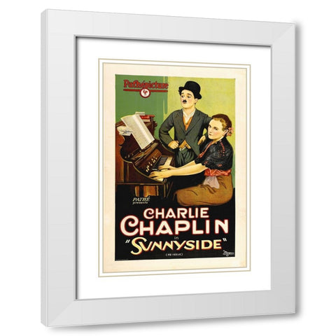 Charlie Chaplin - Sunnyside, 1919 White Modern Wood Framed Art Print with Double Matting by Hollywood Photo Archive