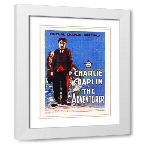 Charlie Chaplin - The Adventurer, 1917 White Modern Wood Framed Art Print with Double Matting by Hollywood Photo Archive