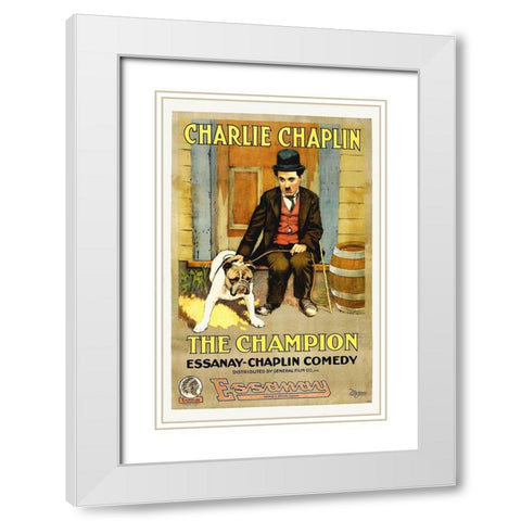 Charlie Chaplin - The Champion, 1919 White Modern Wood Framed Art Print with Double Matting by Hollywood Photo Archive