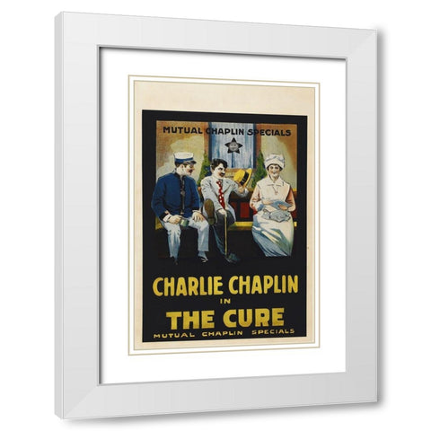 Charlie Chaplin - The Cure, 1917 White Modern Wood Framed Art Print with Double Matting by Hollywood Photo Archive