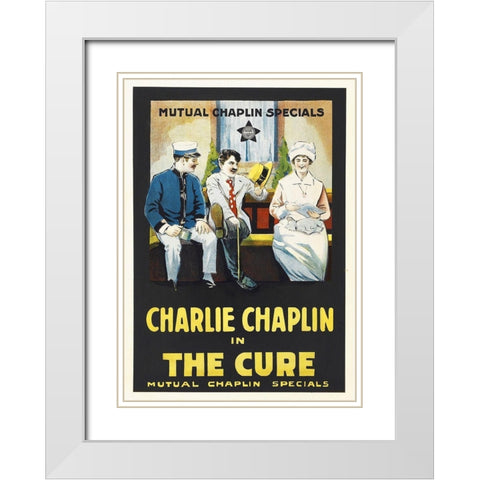 Charlie Chaplin - The Cure, 1917 White Modern Wood Framed Art Print with Double Matting by Hollywood Photo Archive