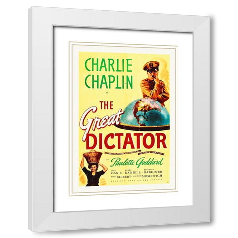 Charlie Chaplin - The Great Dictator, 1940 White Modern Wood Framed Art Print with Double Matting by Hollywood Photo Archive